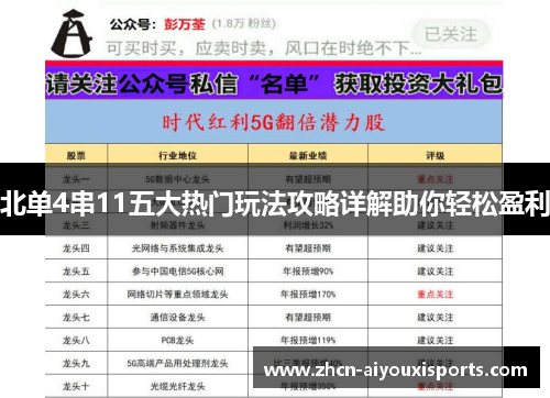 北单4串11五大热门玩法攻略详解助你轻松盈利